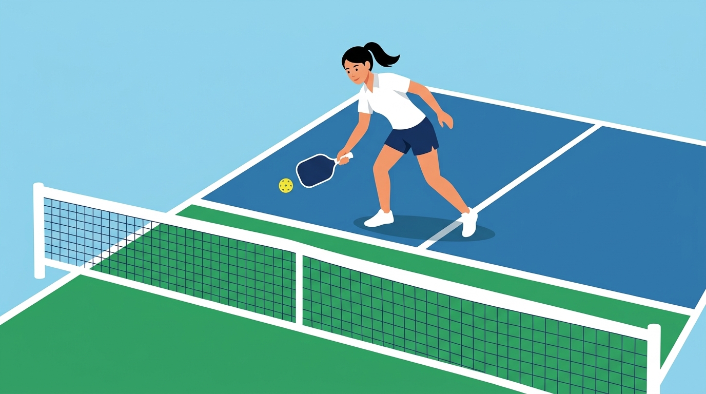 ノンボレーゾーン（キッチン）手前でディンクを構えるイラスト